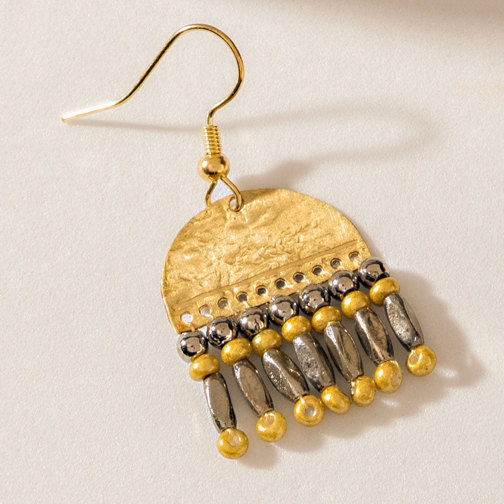 Boucles d'oreilles Myra Demi-lune Fleur en Laiton Prairie