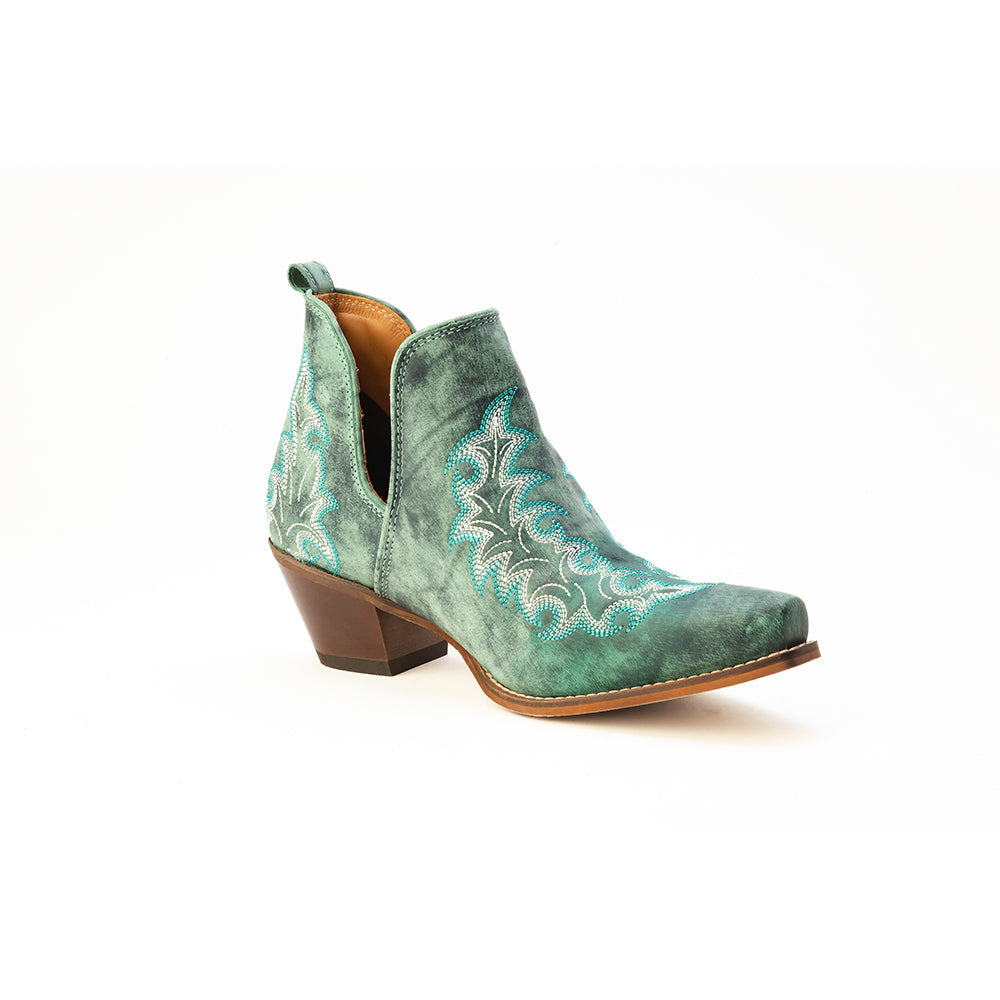 Bottines en cuir brodé Myra Sagebreeze couleur sarcelle lagon