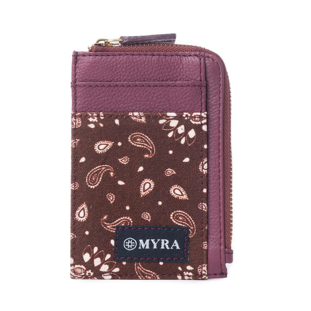 Porte-cartes en cuir Myra Red Rock Bloom prune rousse