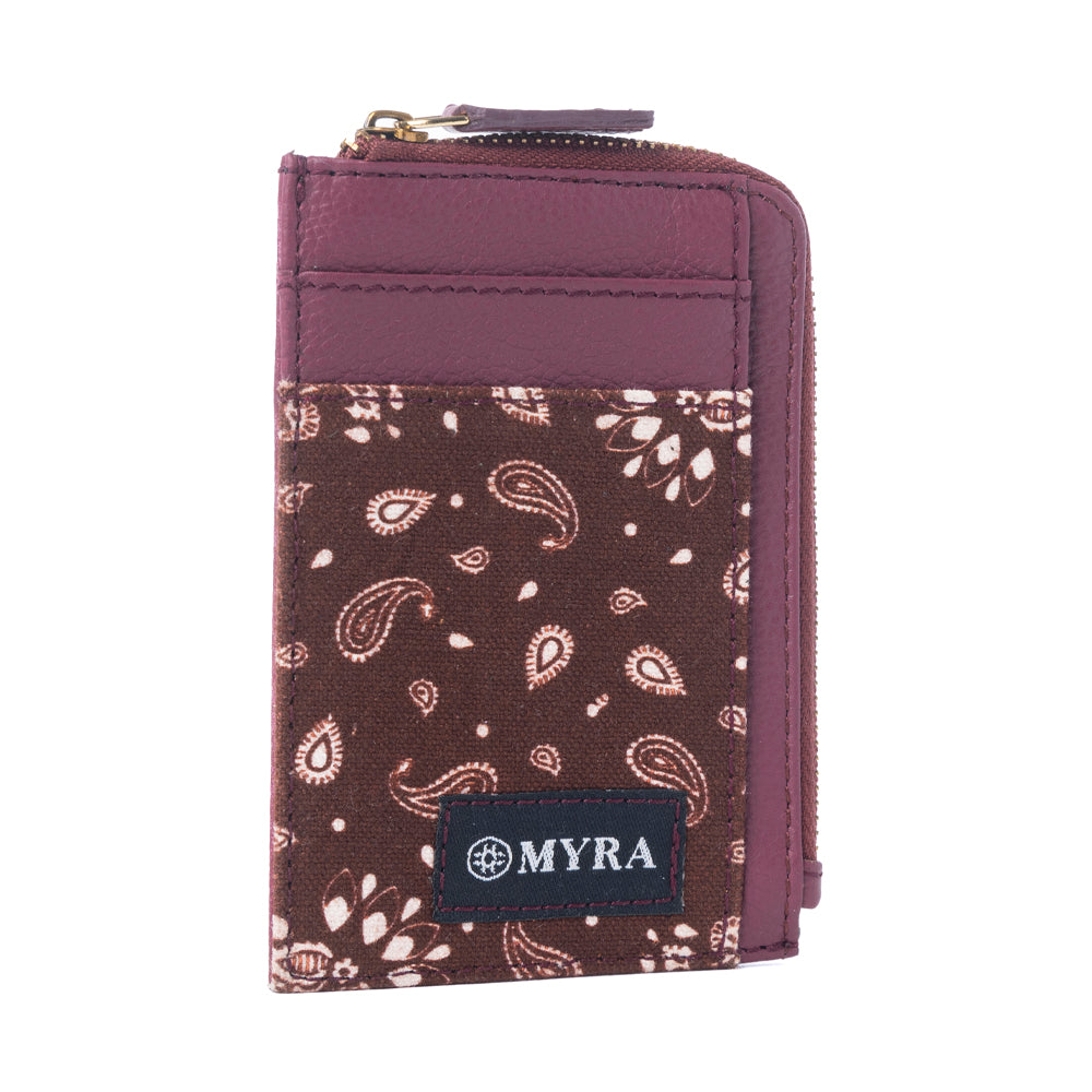 Porte-cartes en cuir Myra Red Rock Bloom prune rousse