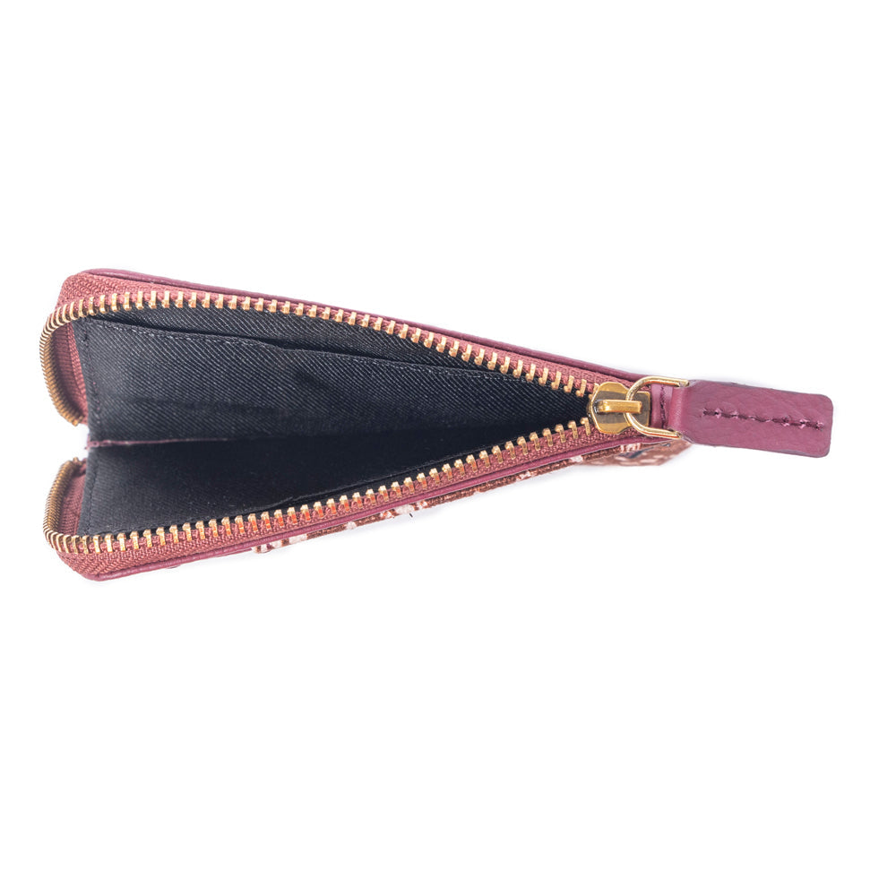 Porte-cartes en cuir Myra Red Rock Bloom prune rousse