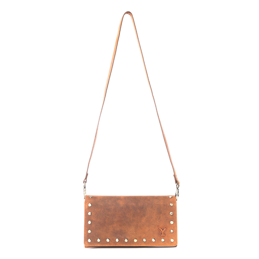 Portefeuille en cuir Yellowstone Caldera avec rivets couleur ambre