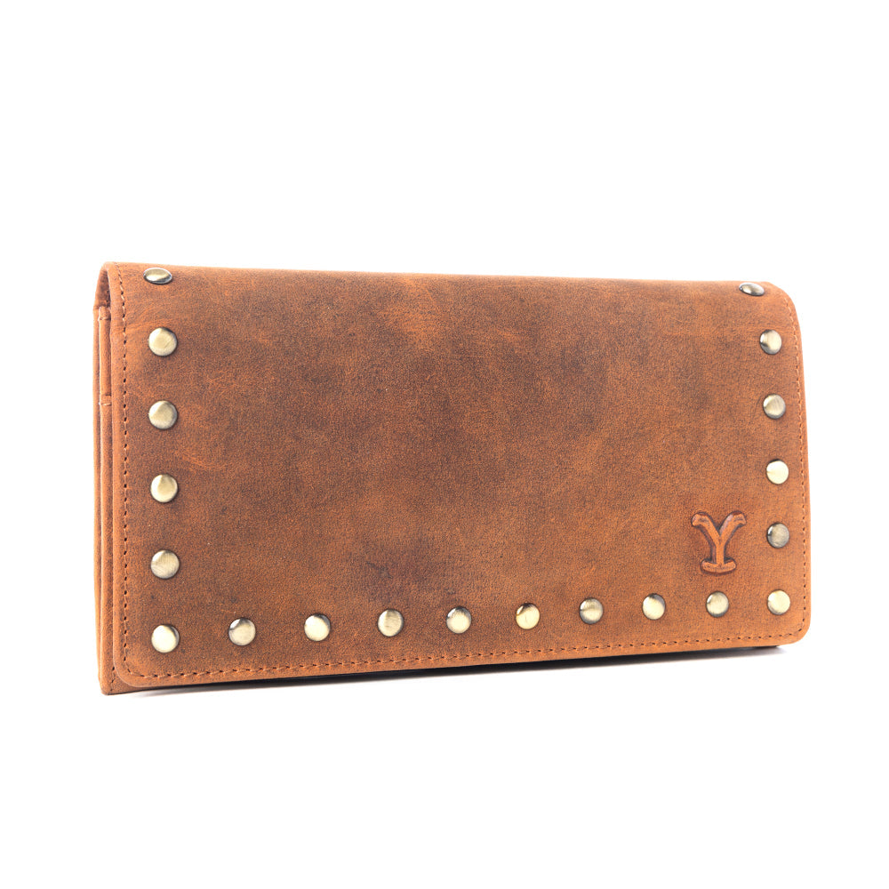 Portefeuille en cuir Yellowstone Caldera avec rivets couleur ambre