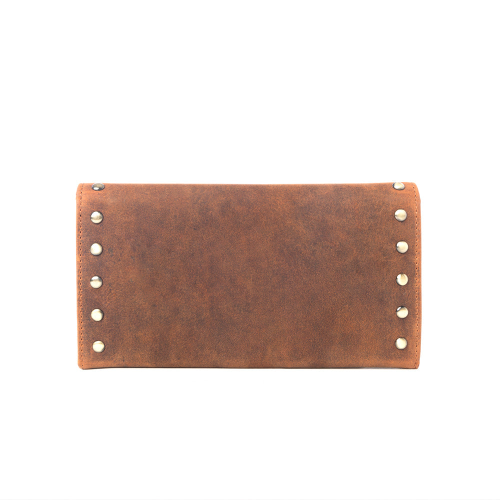 Portefeuille en cuir Yellowstone Caldera avec rivets couleur ambre