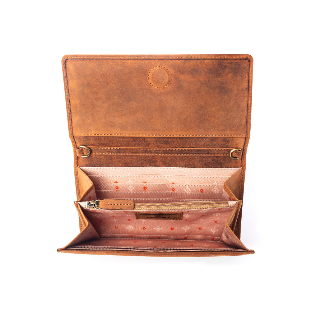 Portefeuille en cuir Yellowstone Caldera avec rivets couleur ambre