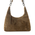 Sac en daim véritable Myra Juniper Trail pour femme, couleur olive, finition douce avec bandoulière supplémentaire