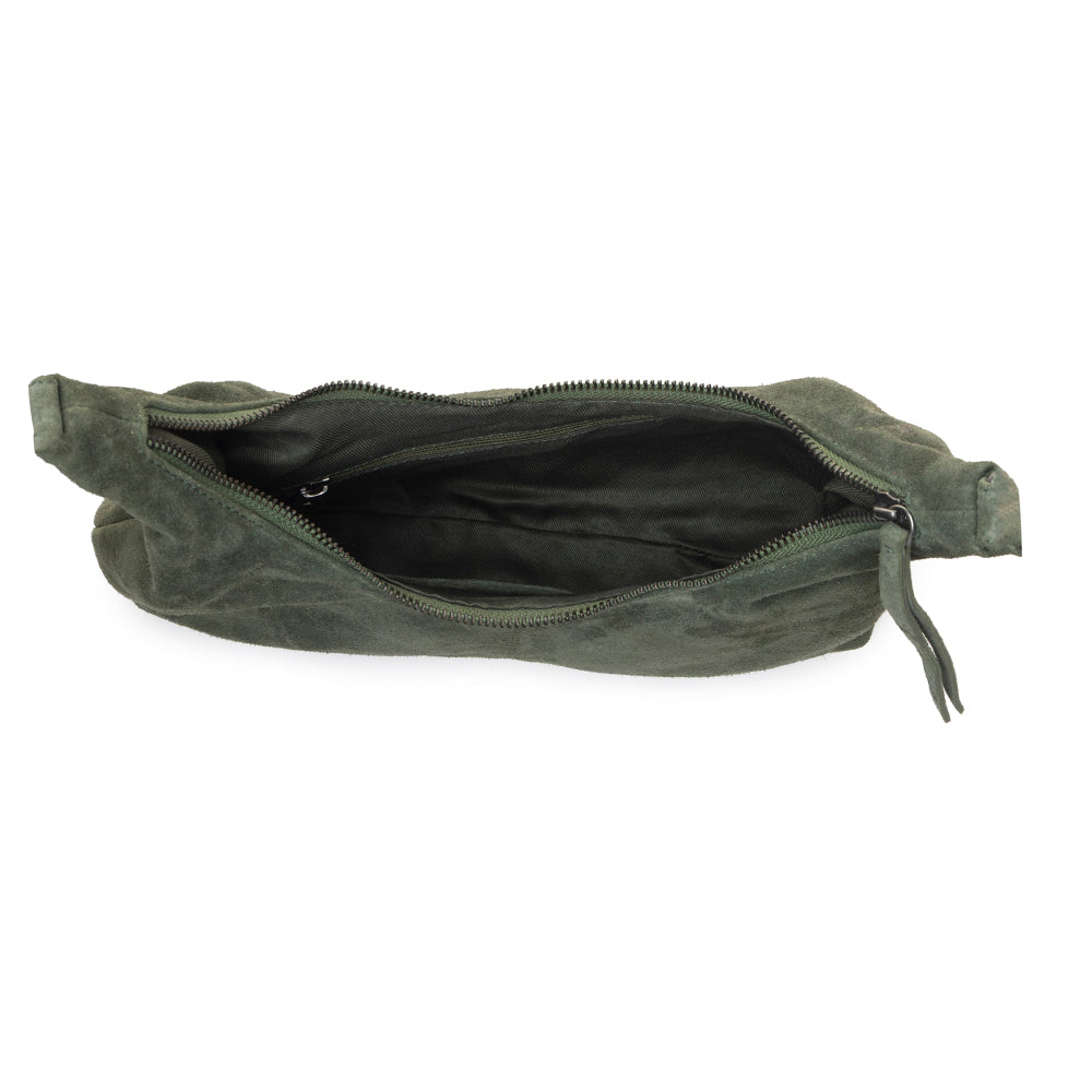 Sac en daim véritable Myra Juniper Trail pour femme vert forêt avec bandoulière supplémentaire