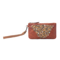 Pochette Myra Nova Point en cuir lavé clouté, coloris ambre bronze