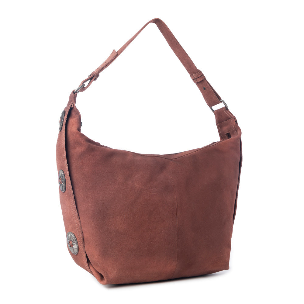 Sac à bandoulière en cuir suédé Myra Paradise Valley marron auburn