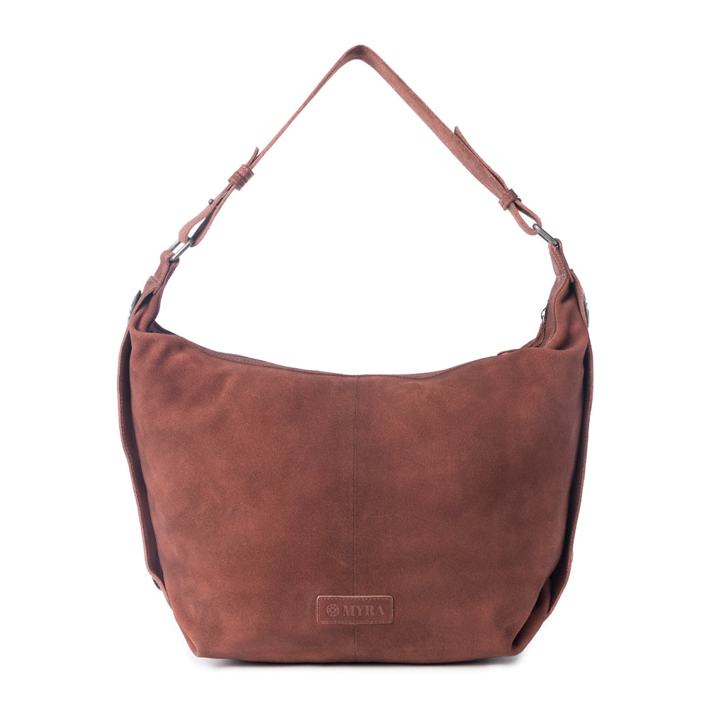 Sac à bandoulière en cuir suédé Myra Paradise Valley marron auburn