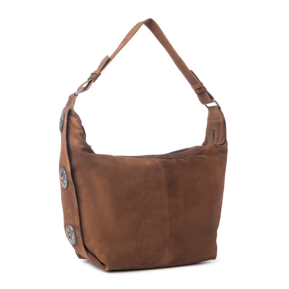 Sac à bandoulière en cuir suédé Myra Paradise Valley marron auburn