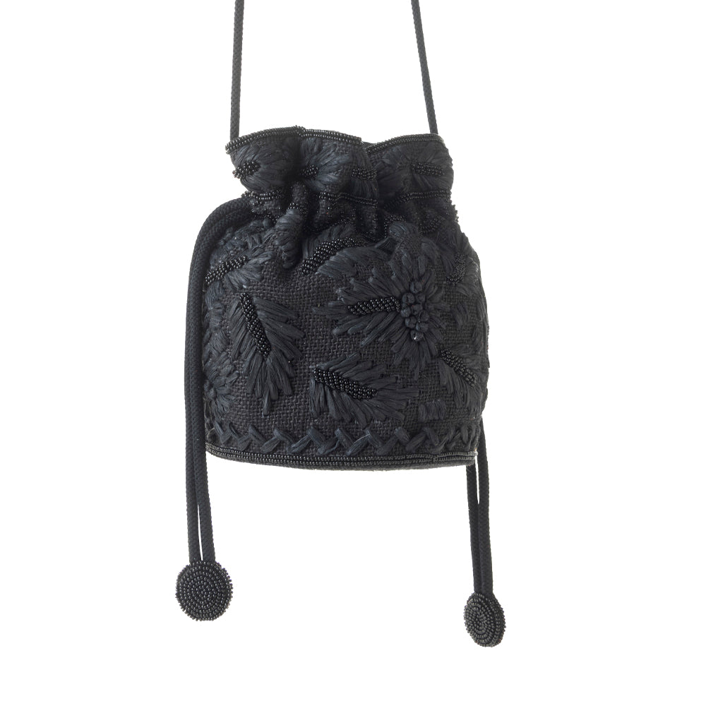 Sac seau Western Myra Honey Vine pour femme en noir avec détails brodés