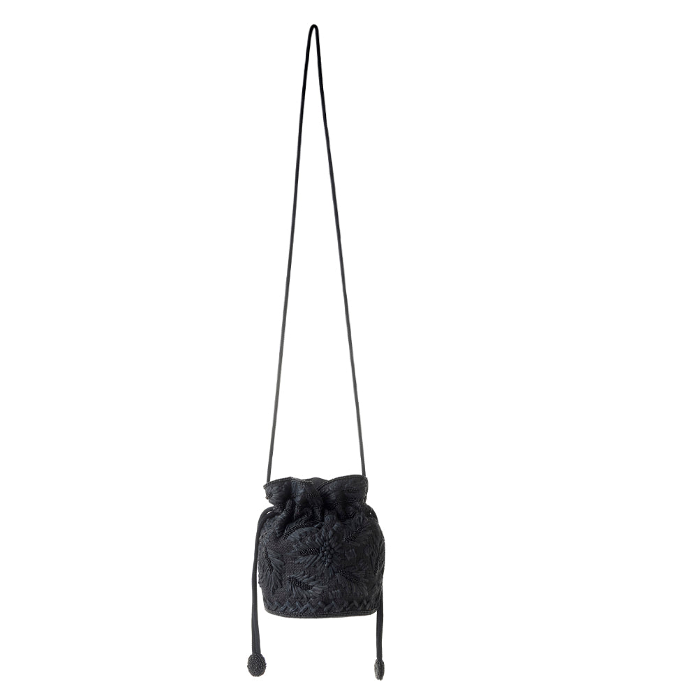 Sac seau Western Myra Honey Vine pour femme en noir avec détails brodés