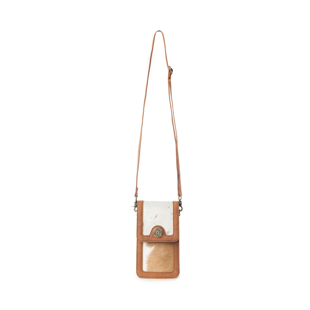 Sac en cuir chevelu Myra Lasso Lane Hairon, teinte châtaigne
