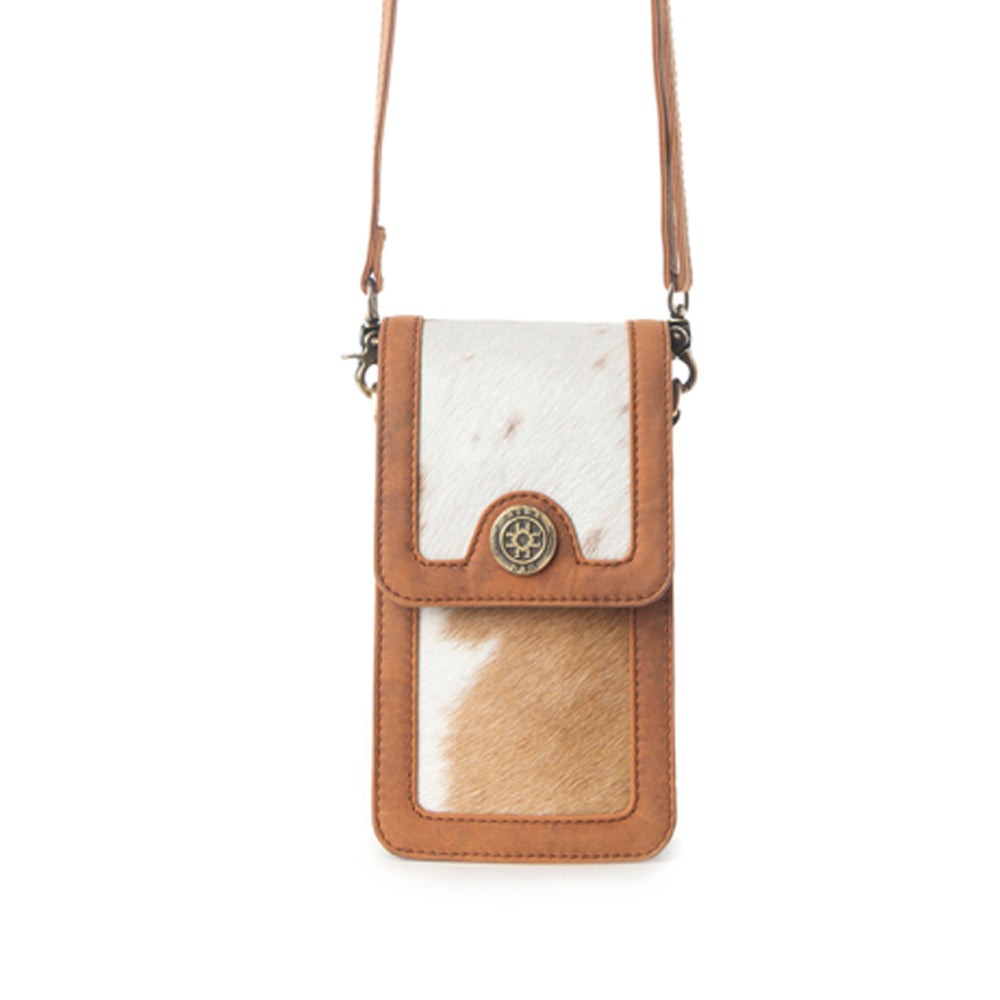 Sac en cuir chevelu Myra Lasso Lane Hairon, teinte châtaigne