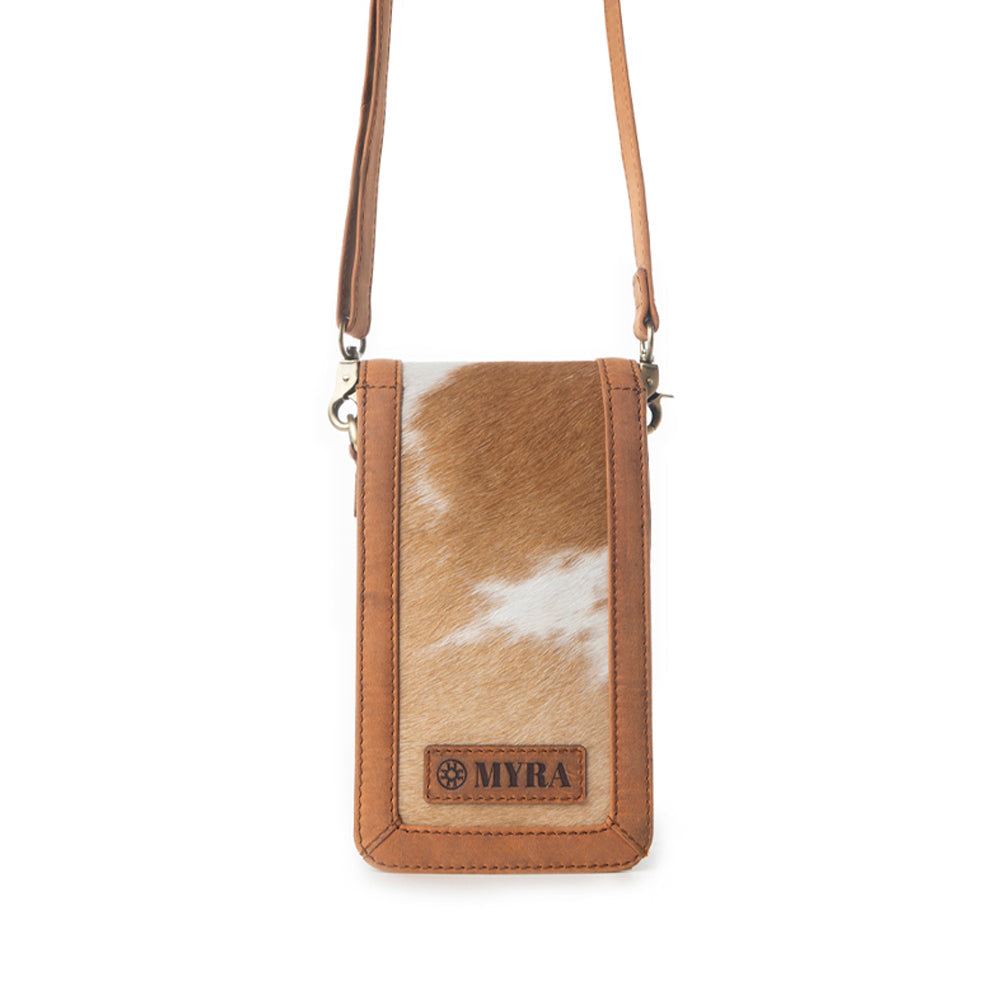 Sac en cuir chevelu Myra Lasso Lane Hairon, teinte châtaigne