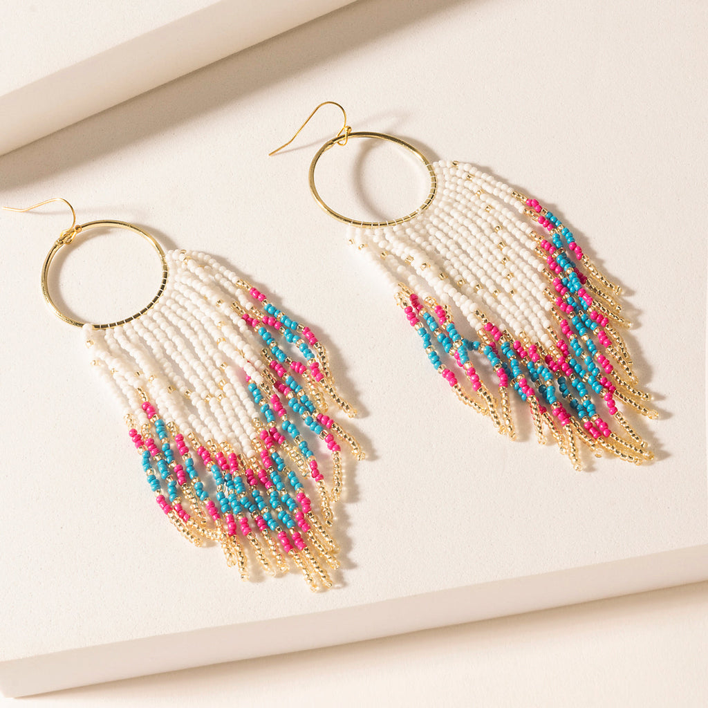 Boucles d'oreilles Myra Vaquera Glow Fringe Rose Fuchsia
