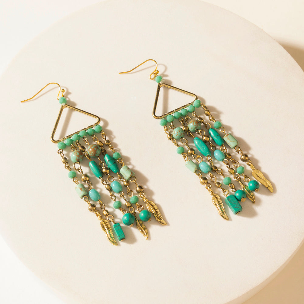 Boucles d'oreilles perlées Myra Rio Grande en bleu sarcelle vif