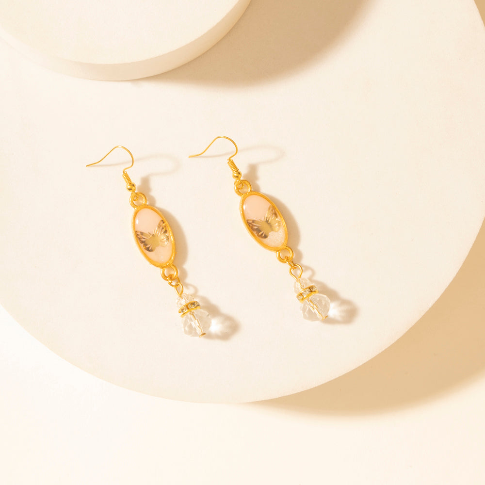 Boucles d'oreilles pendantes Myra Honey Crystal couleur Rouge Aube