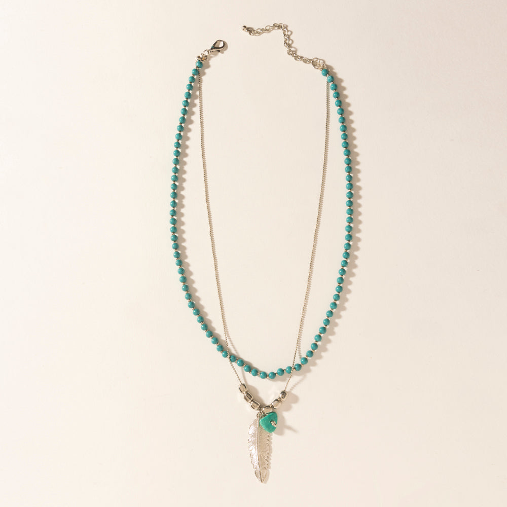 Collier Myra Feathered Sage en bleu sarcelle
