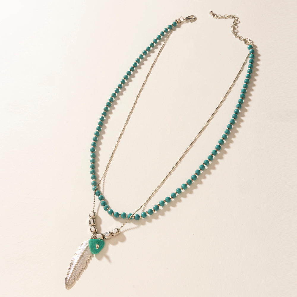 Collier Myra Feathered Sage en bleu sarcelle
