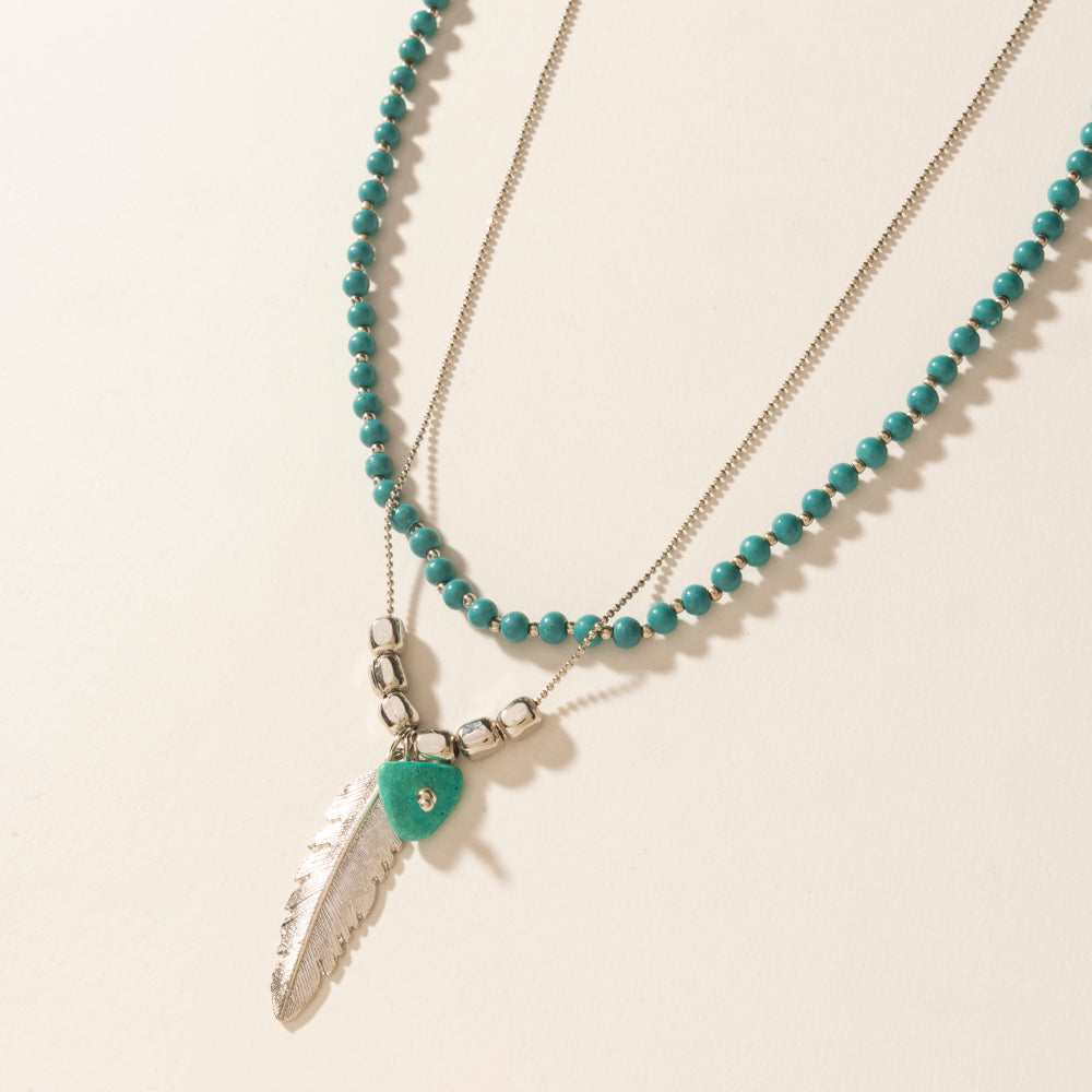 Collier Myra Feathered Sage en bleu sarcelle
