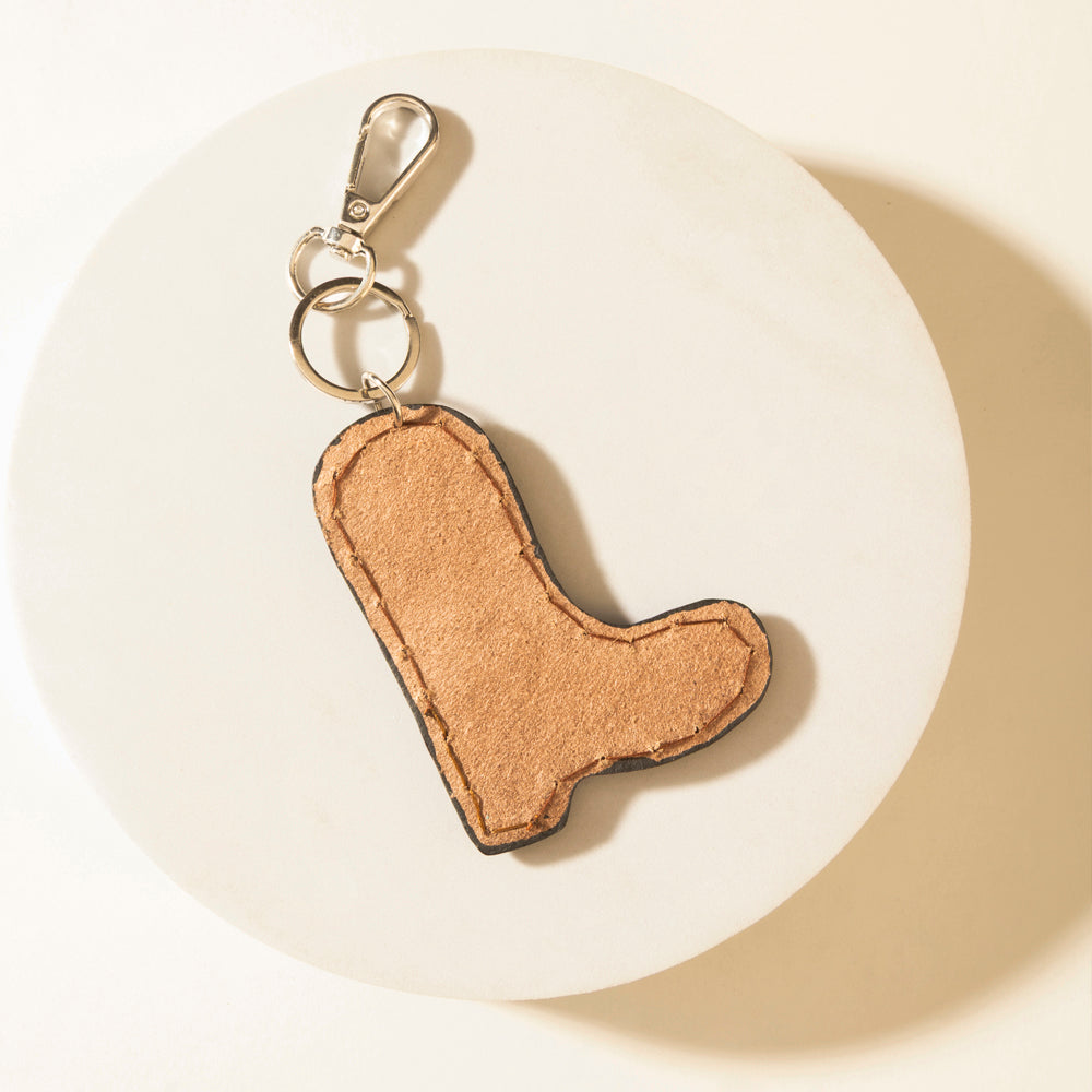 Porte-clés pendentif botte Myra Legend en cuir Carve Tan