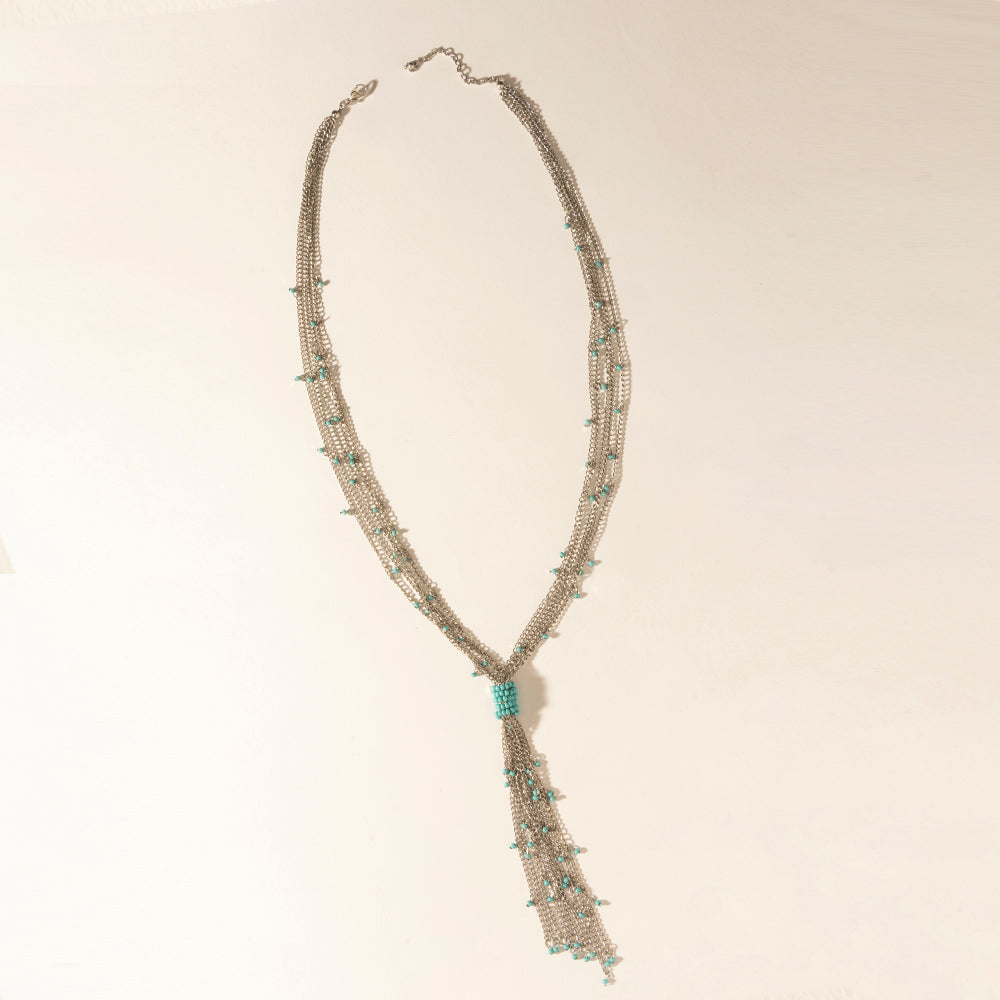 Collier Myra Mist River Tassel en mélange argenté