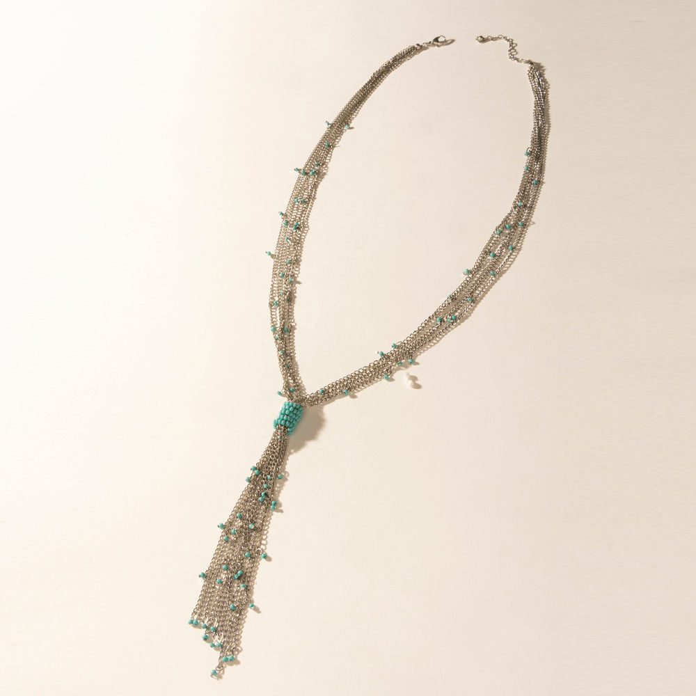 Collier Myra Mist River Tassel en mélange argenté