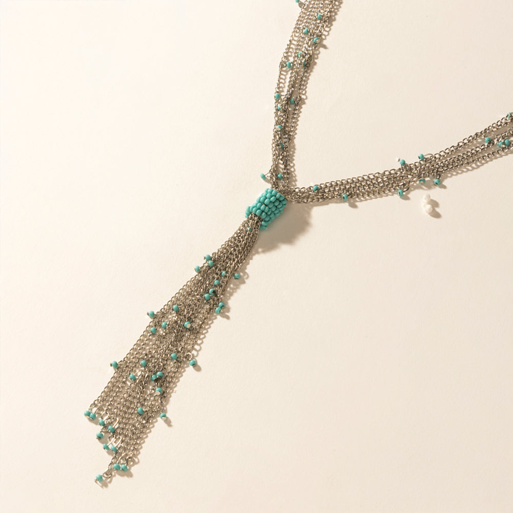 Collier Myra Mist River Tassel en mélange argenté