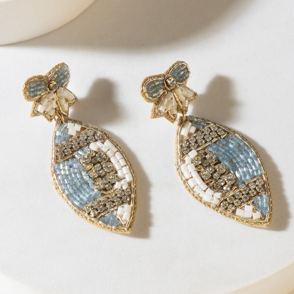 Boucles d'oreilles Myra Crystal Bloom en Bleu Crépuscule
