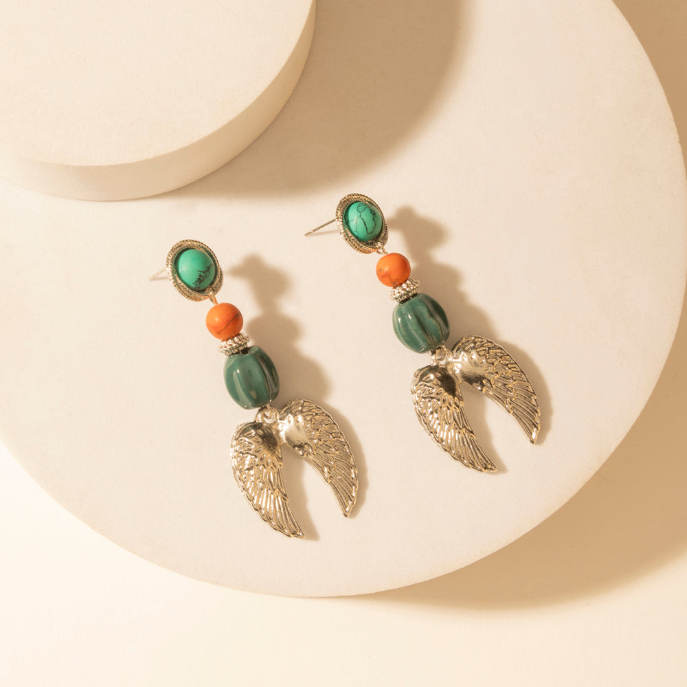 Boucles d'oreilles pendantes Myra Guardian Wing en argent sterling