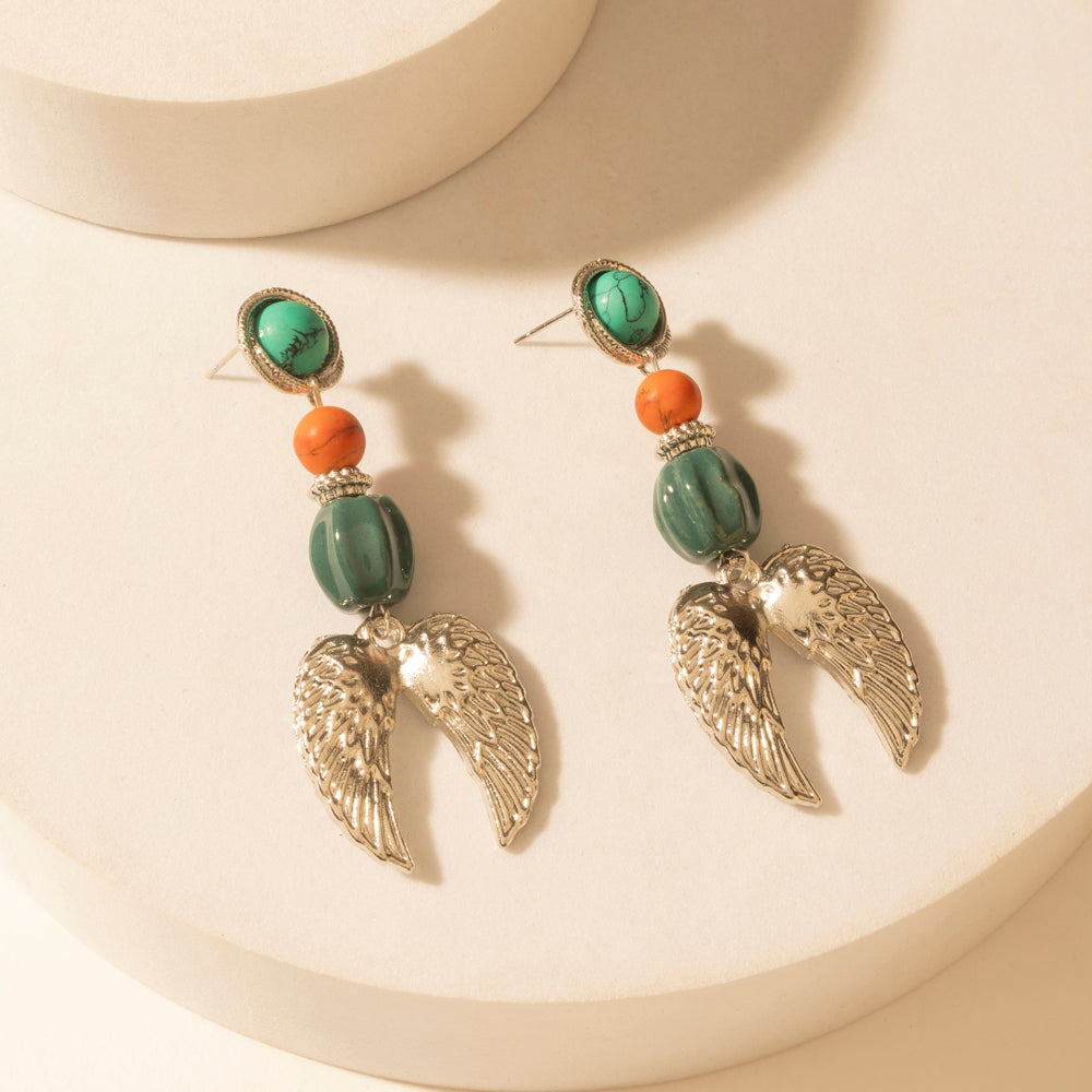 Boucles d'oreilles pendantes Myra Guardian Wing en argent sterling