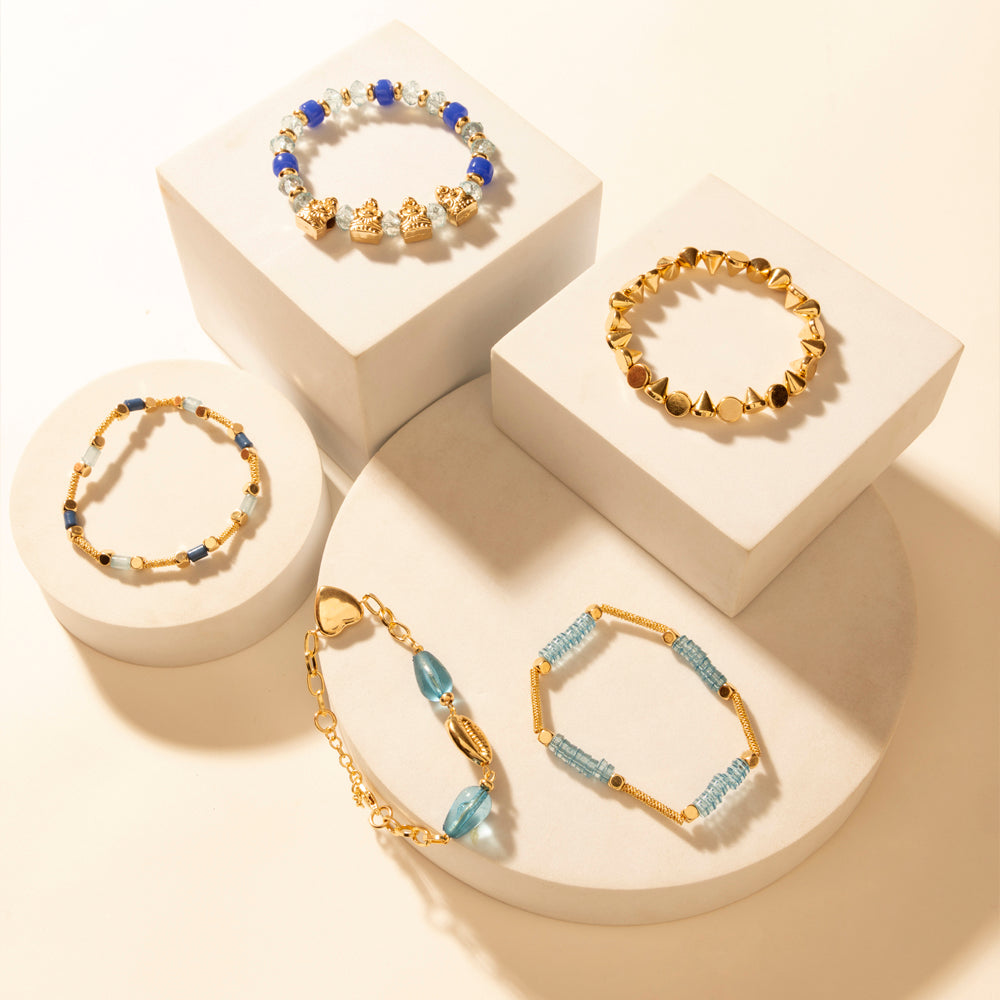 Bracelet Myra Gilded Lasso empilable en bleu Arena