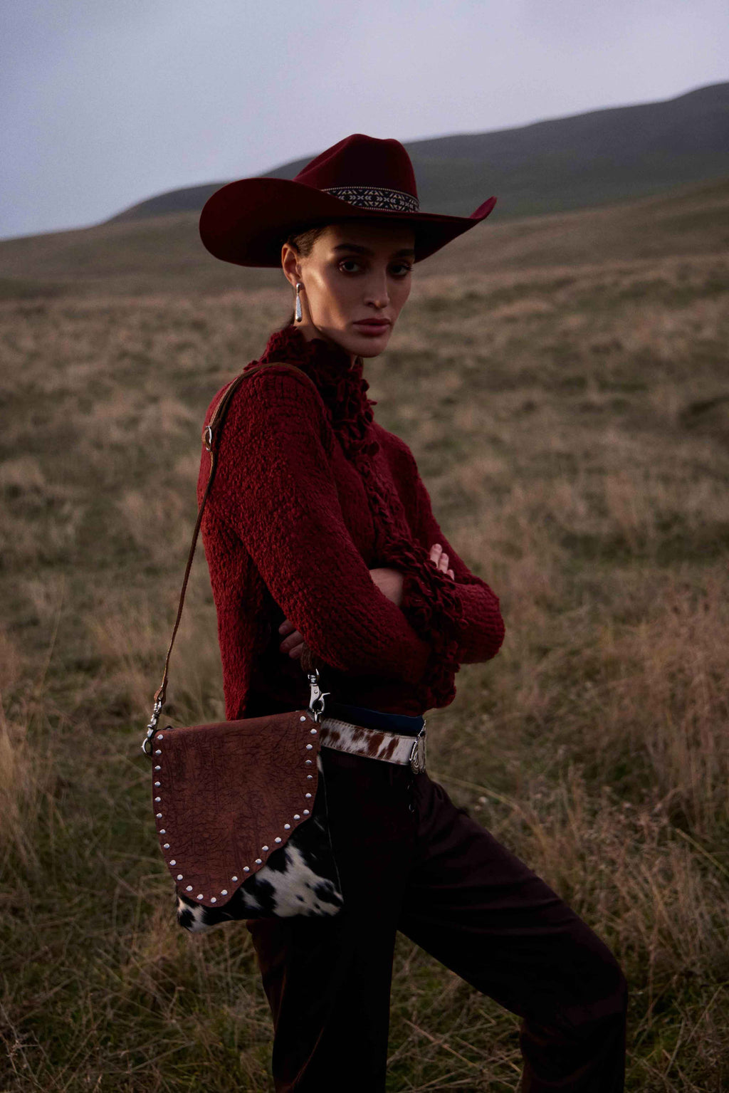 Sac Myra Stonebrook en toile et cuir de vachette à motif tacheté ivoire