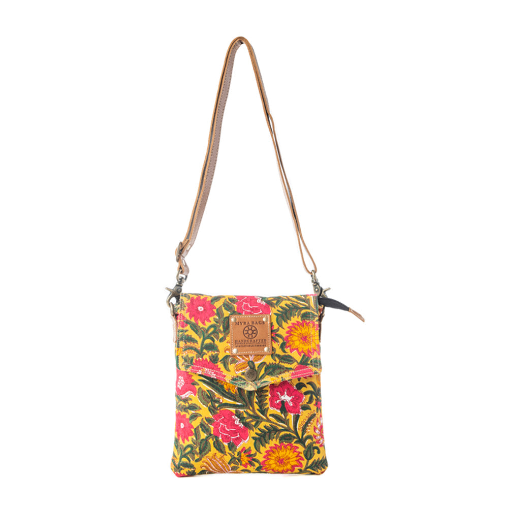 Sac bandoulière Myra Rosé Carnival en or pivoine