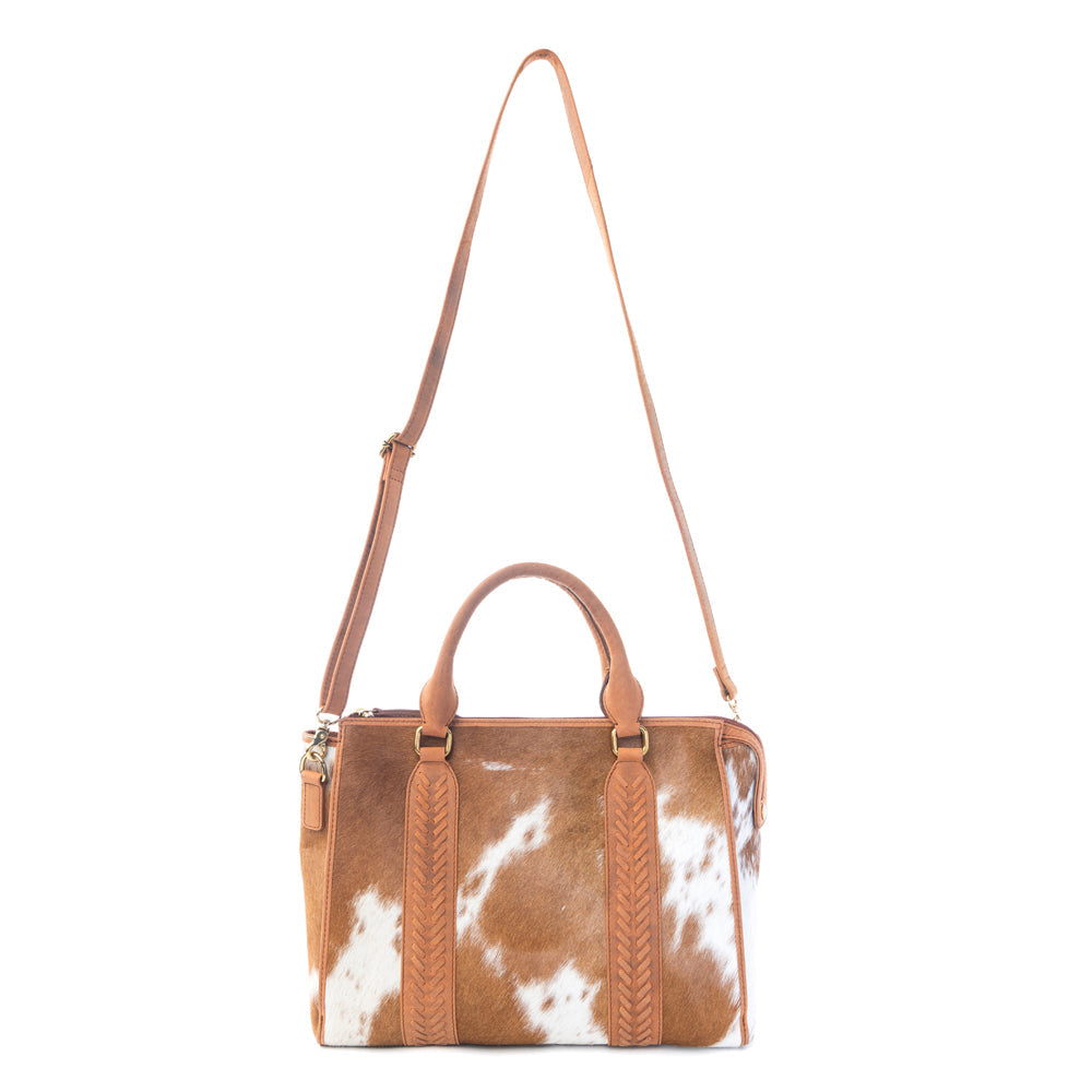 Sac à main à dissimuler Myra Sierra Fawn Hairon Leather en couleur ivoire et havane