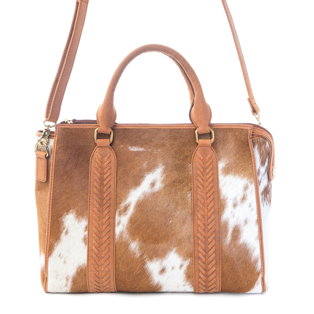 Sac à main à dissimuler Myra Sierra Fawn Hairon Leather en couleur ivoire et havane