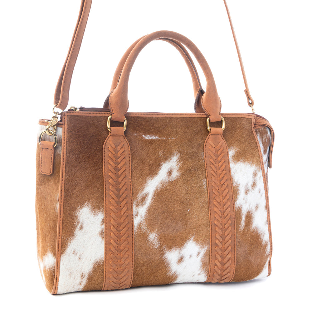 Sac à main à dissimuler Myra Sierra Fawn Hairon Leather en couleur ivoire et havane