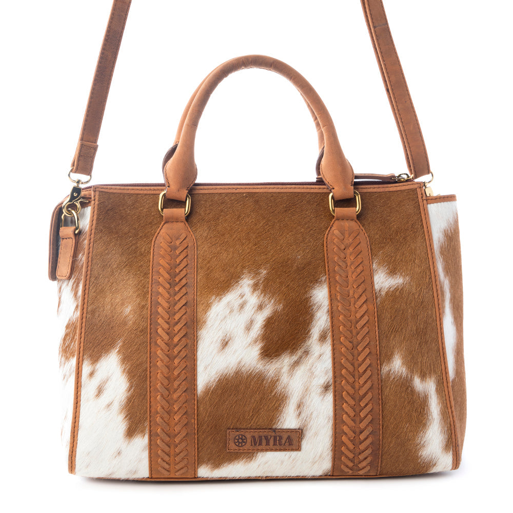 Sac à main à dissimuler Myra Sierra Fawn Hairon Leather en couleur ivoire et havane