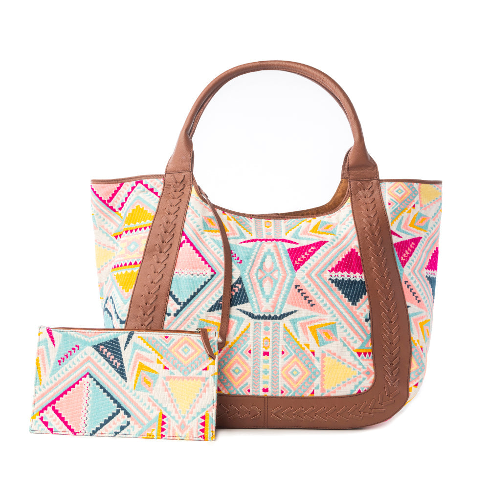 Sac cabas jacquard Myra Sedona Horizon en corail coucher de soleil
