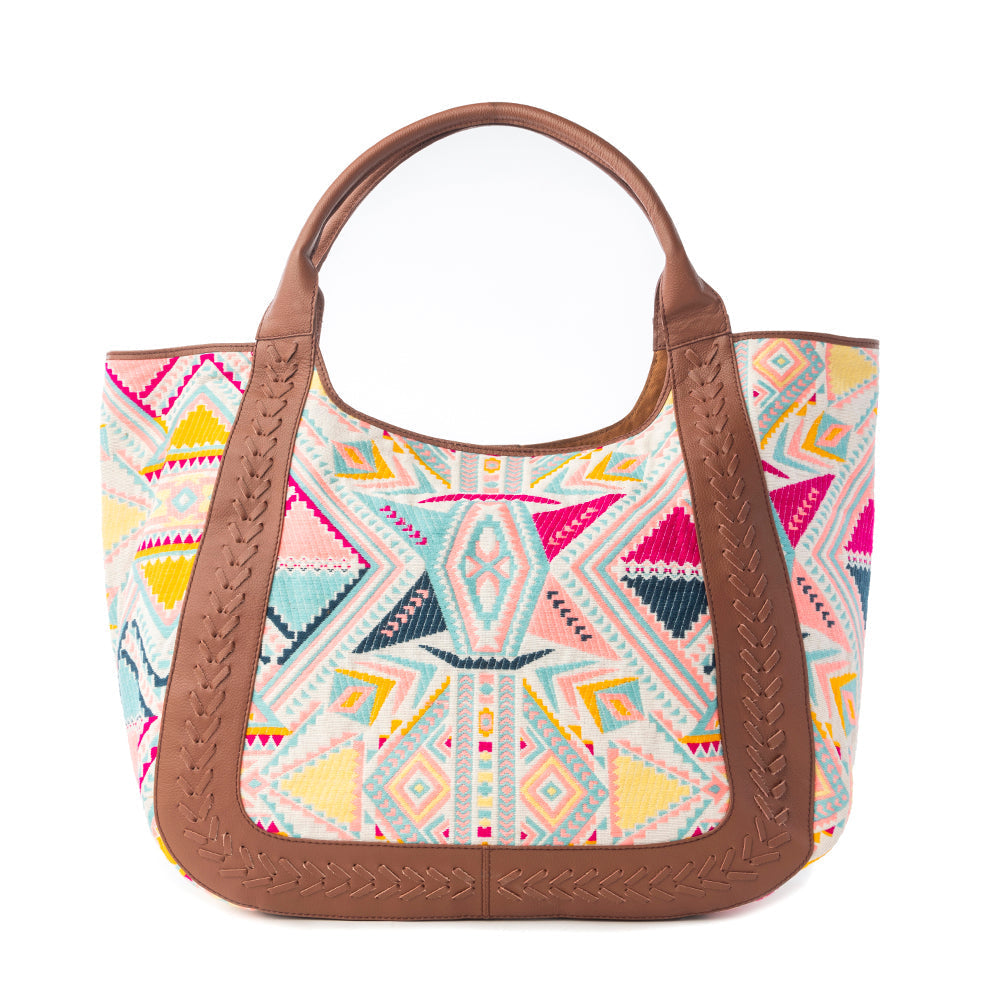 Sac cabas jacquard Myra Sedona Horizon en corail coucher de soleil
