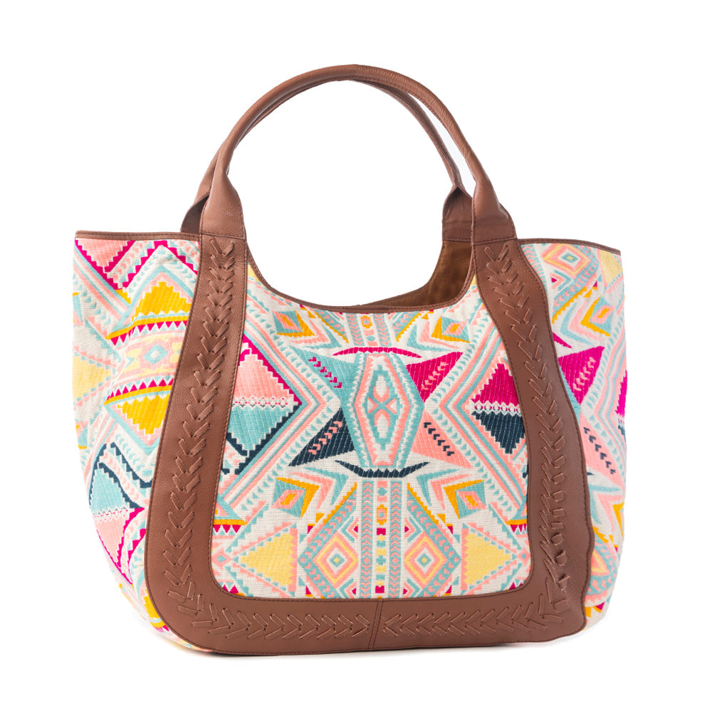 Sac cabas jacquard Myra Sedona Horizon en corail coucher de soleil