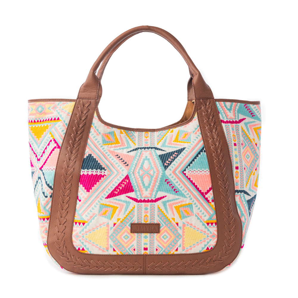 Sac cabas jacquard Myra Sedona Horizon en corail coucher de soleil