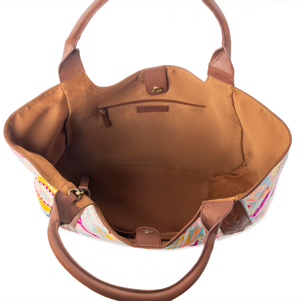 Sac cabas jacquard Myra Sedona Horizon en corail coucher de soleil