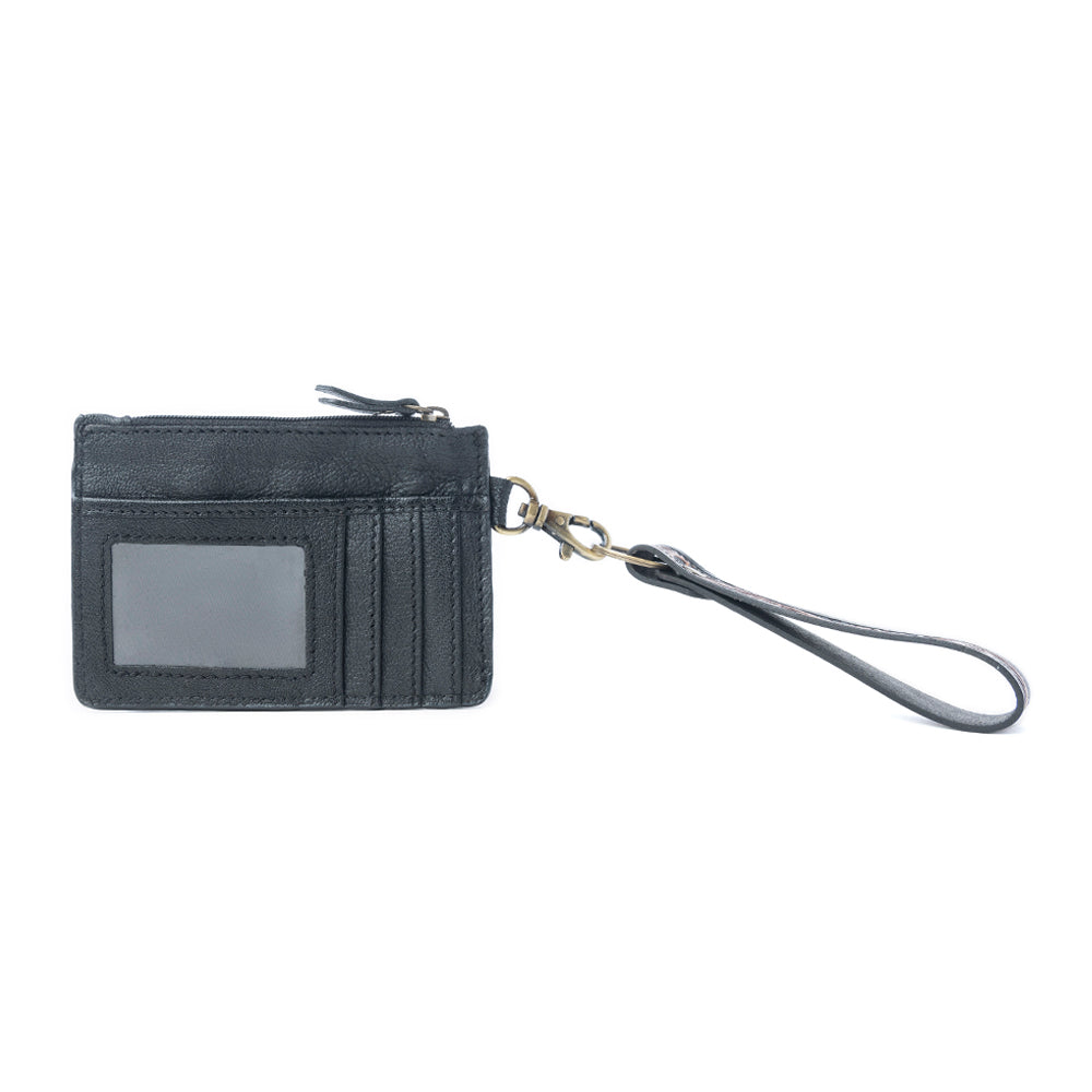 Porte-cartes en cuir Prairie Amber fait main Myra Wildflower Mesa avec poils
