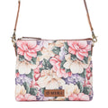 Sac bandoulière Myra Wildflower Trail en coton et cuir, couleur Vintage Rose