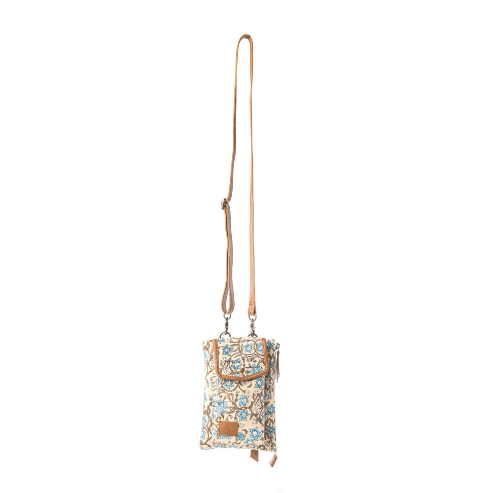 Sac à bandoulière Myra Skyvine Ridge avec compartiment pour téléphone portable, motif fleurs bleues
