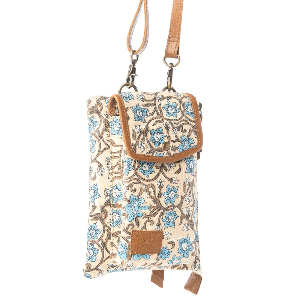 Sac à bandoulière Myra Skyvine Ridge avec compartiment pour téléphone portable, motif fleurs bleues