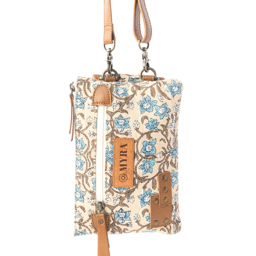 Sac à bandoulière Myra Skyvine Ridge avec compartiment pour téléphone portable, motif fleurs bleues